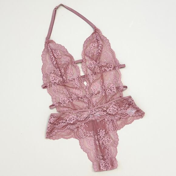 In Bloom Other - In Bloom By Jonquil SMALL Blush Pink Lace Sheer Sexy Bodysuit Teddy Lingerie NWT